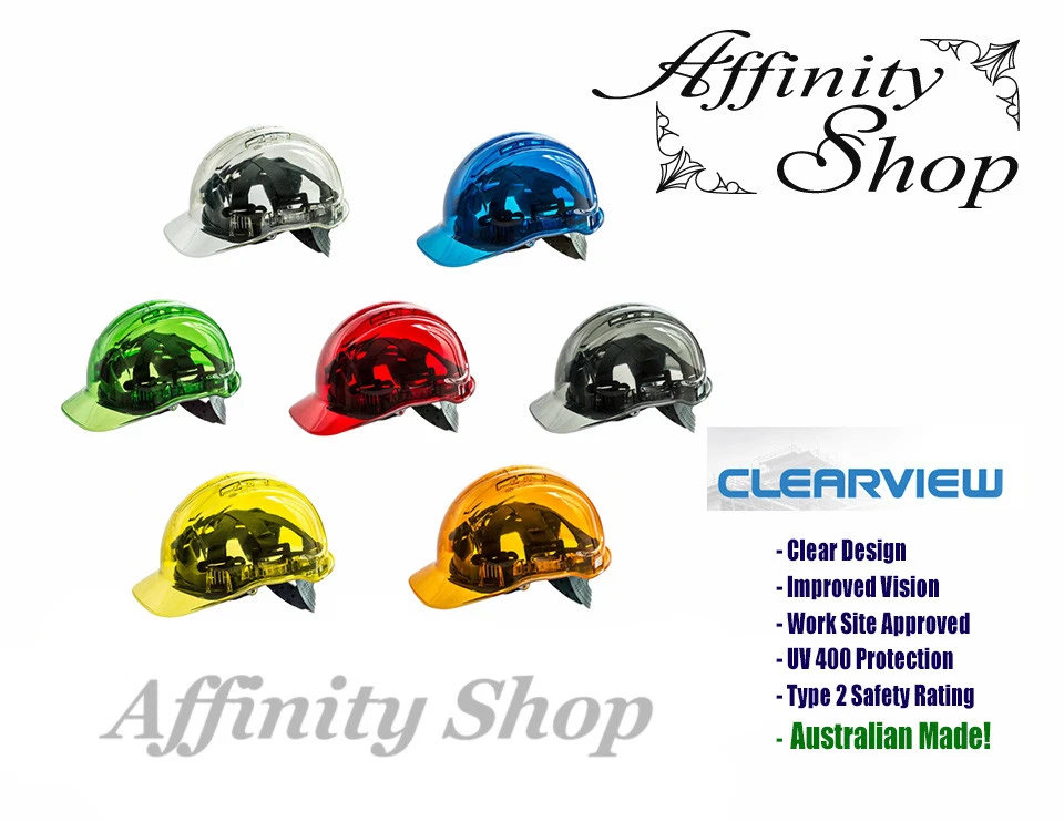3x Clearview Hard Hat Clear Helmet Coloured Head Protection Cap