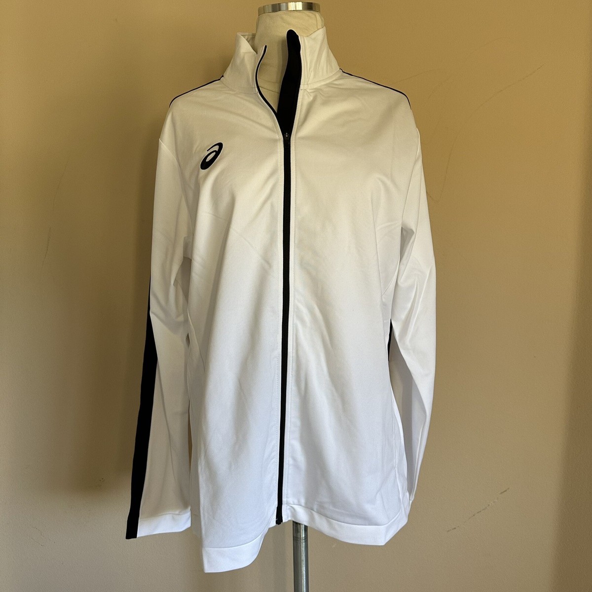 ASICS Women's Team Tricot Warm Up Jacket White/Black XL | eBay
