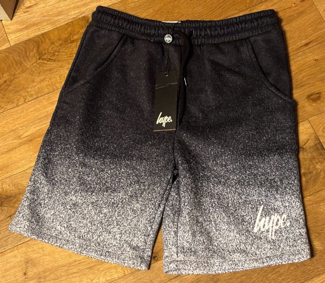 HYPE Kids Drawstring Shorts Boys Speckle Fade Logo 13 Years BNWT RRP £31.99 Grey