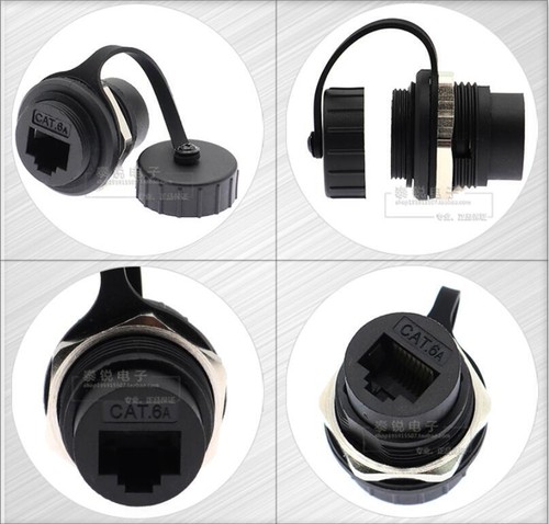 TCAT6AS-WP Round Waterproof RJ45 10 Gigabit CAT6A Network Cable Outlet Adapters - 第 2/3 張圖片
