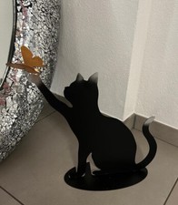 GATTO CHE GIOCA CON FARFALLA EFFETTO 3D COMPLEMENTO ARREDO HANDMADE METALLO