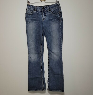 Silver Suki Bootcut Jeans Womens 28 Blue Stretch Distressed Denim Low Rise