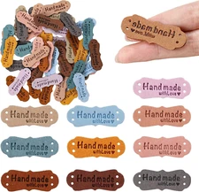 50 Pcs Handmade Tags for Crochet Made with Love Tags for Crochet Handmade Leathe