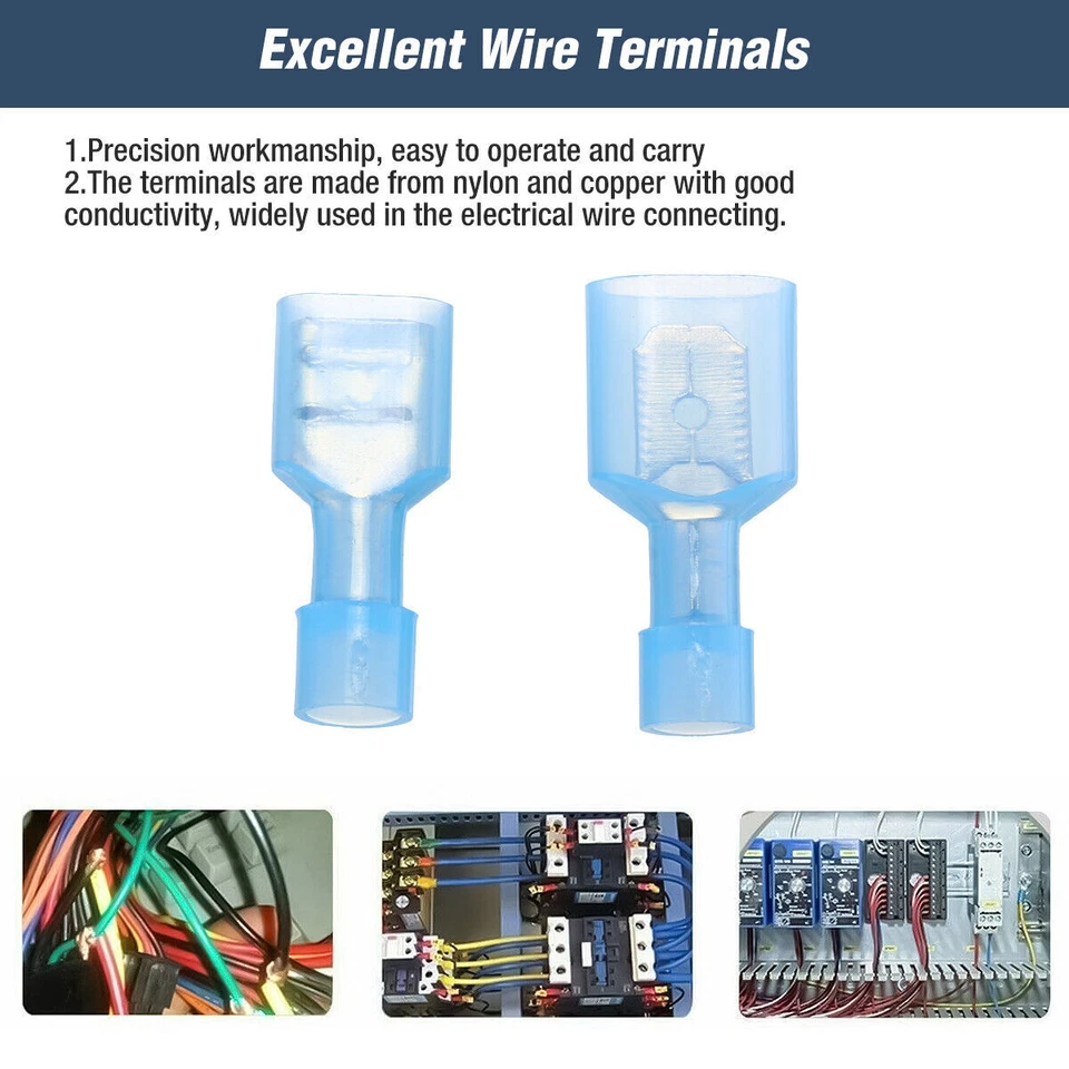 200X Insulated Female Male Spade Terminal Crimp Quick Disconnect Wire Connectors - Image 3 of 4