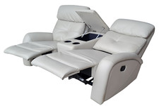 Premium Heimkinosofa 2-Sitzer, Echtleder & Getränkehalter, 5130-Cup-2-A-3586-65