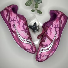 NEW Saucony Womens Racing Vendetta Track Field Spikes Pink White Size 10.5 /9M
