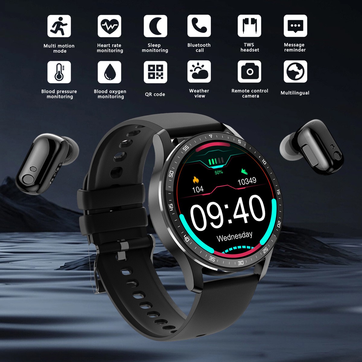 in Smart Watch W/ Earbuds Smartwatch True Wireless Bluetooth