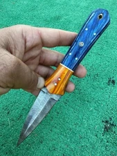 Handmade Damascus Steel Hunting Dagger Double-Edged knife Fixed Blade Survival