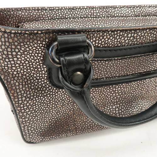 Authentic CELINE Leather Mini Boogie Bag Hand Bag Silver Black Used F/S - Picture 8 of 24