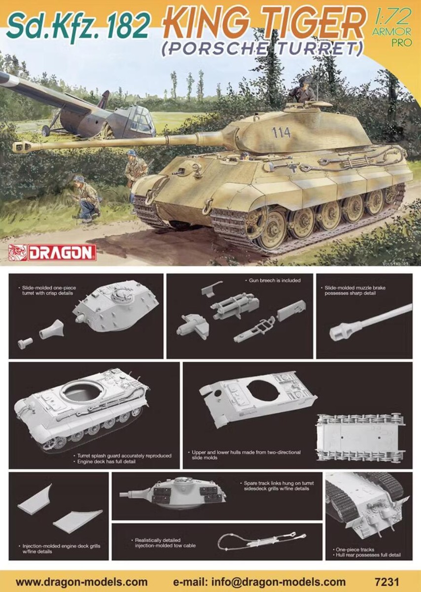 DRAGON 7231 1/72 WWII German Sd.Kfz.182 Kingtiger Turret Model Kit