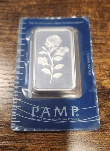 PAMP Suisse 50g Silver 999 Rose Bar - Several Available