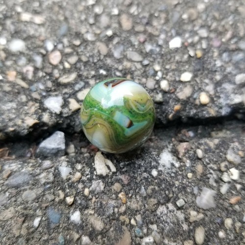 Vintage Glass Marble with Green Adventurine 5/8" - Picture 5 of 12