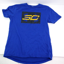 Under Armour UA HeatGear Youth Boys Sz M Blue Short Sleeve Crew Graphic T-Shirt