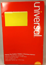 UNIVERSAL UNV15304 Yellow Interior File Folders Pack of 100 Top Tab 1/3 Cut