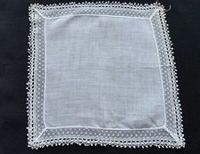 Vintage White on White Lace and Crochet Ladies Handkerchief