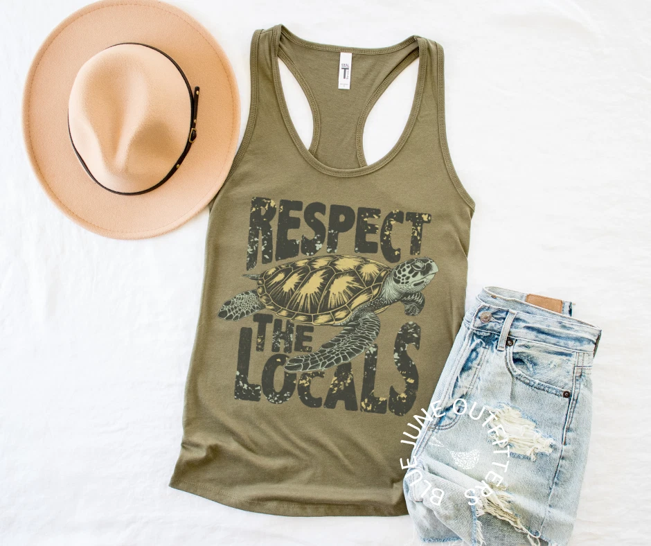 Respect The Locals | Camiseta sin mangas para mujer Sea Turtle espalda deportiva Foto 2 de 4