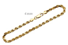 14k Solid Yellow Gold Rope Chain Necklace 4mm Men Women Sz 28 inch