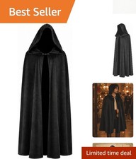 One-Size Hooded Cloak in Black - Effortless Medieval Costume for Any Celebration