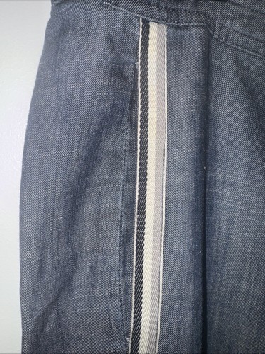 Trina Turk Striped Leg Jeans Tencel Linen Split Hem Blue 30”-34” Waist - Picture 3 of 8