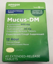 Amazon Basic Care Mucus Relief DM 12 Hour Guaifenesin Dextromethorphan Exp 12/25