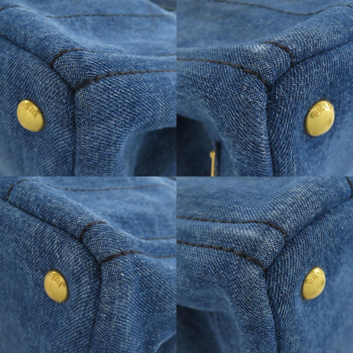 PRADA 1BG439 Canapa Mini 2WAY Tote Bag Denim Ladies Used from japan thumbnail 10