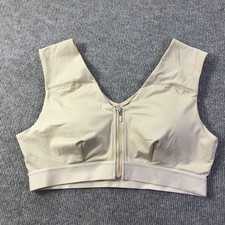 Tommie Copper Shoulder Support Bra Womens 2XL Beige Zip Front Copper Znergy Gym