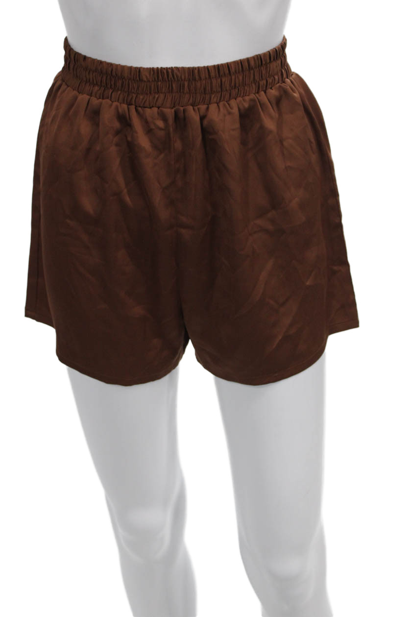 The Line Womens Sweat Shorts Brown Polyester Solid Size XSFree Shipping in US $100+ Orders | $6.95 Orders Below