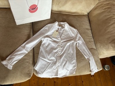 NWT MOS MOSH Mattie Flip Bluse Damen Weiß Rüschenärmel NEU m. Etikett Gr. S