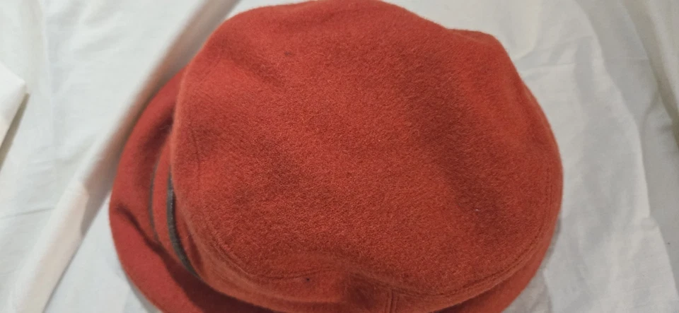 Sombrero de cubo de lana Coach vintage dorado Turnlock óxido marrón forro exclusivo P/pequeño Foto 3 de 4