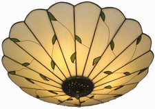 16" Tiffany Style Green Leaf Ceiling Light Fixture for Kitchen  Dining