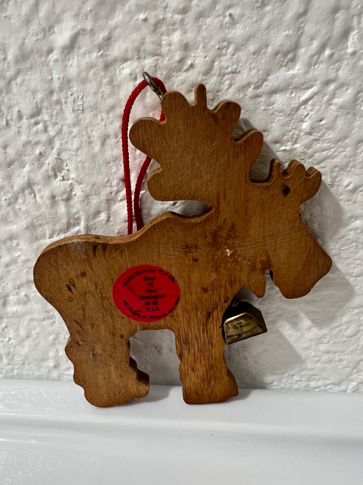 VTG 95 Yellowstone Moose Christmas Ornament Souvenir Wood USA Holiday Nat. Park