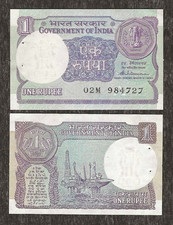 INDIA 1 Rupee P-78Ac 1987 UNC *COIN ON NOTE* x 1 Pcs OIL EXPLORATION BANKNOTE