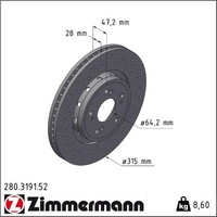 2X Zimmermann 280.3191.52 Bremsscheibe FüR Honda Cr V Rm Bremsscheiben