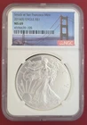 2016 S Silver Eagle NGC MS 69 Struck at San Francisco Mint Golden Gate Bridge