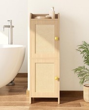 Rattan Narrow Bathroom Storage Cabinet, 7.9''D x 9.8''W x 29.5''H, Toilet Paper