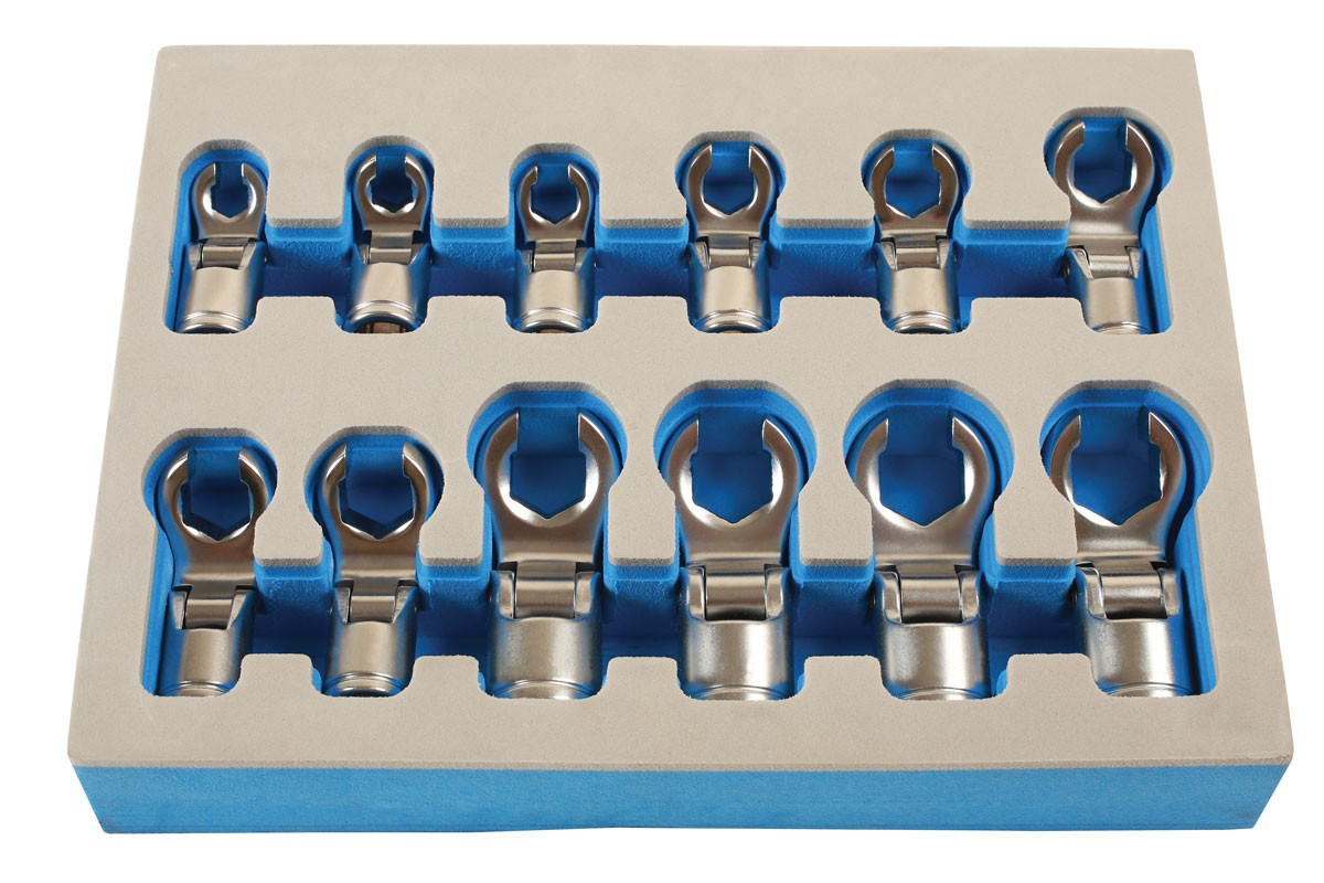 Laser Tools Flexible Crows Foot Wrench Set 3/8""D 12pc 7165