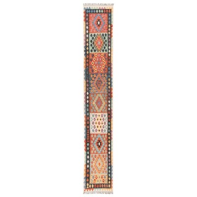 Kelim Afghan 487x78 cm Handgewebter Orientteppich kilim Wolle Carpet Rug