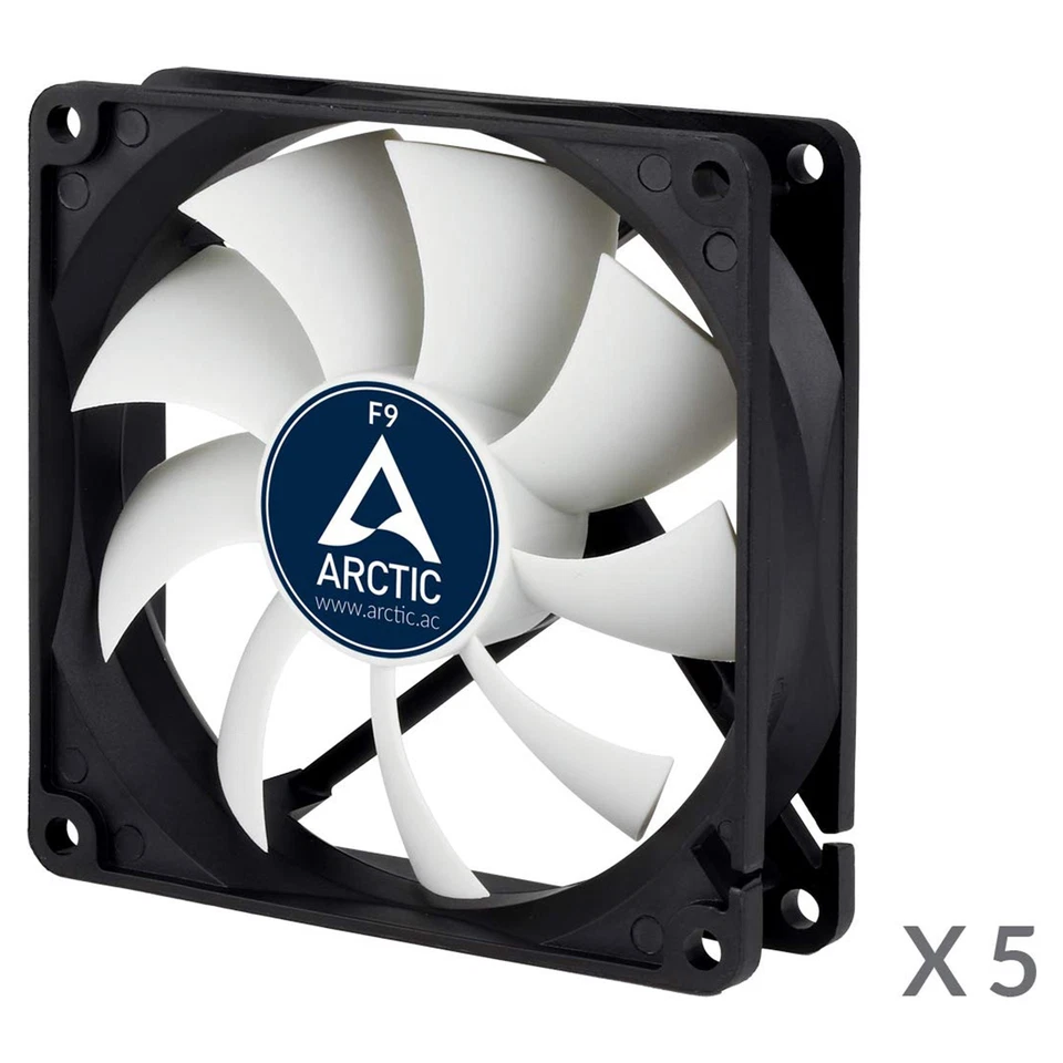 5 x Arctic F9 Value Pack 92mm PC Case Fans 1800 RPM 43 CFM 3-Pin ACFAN00070A - Image 2 of 3