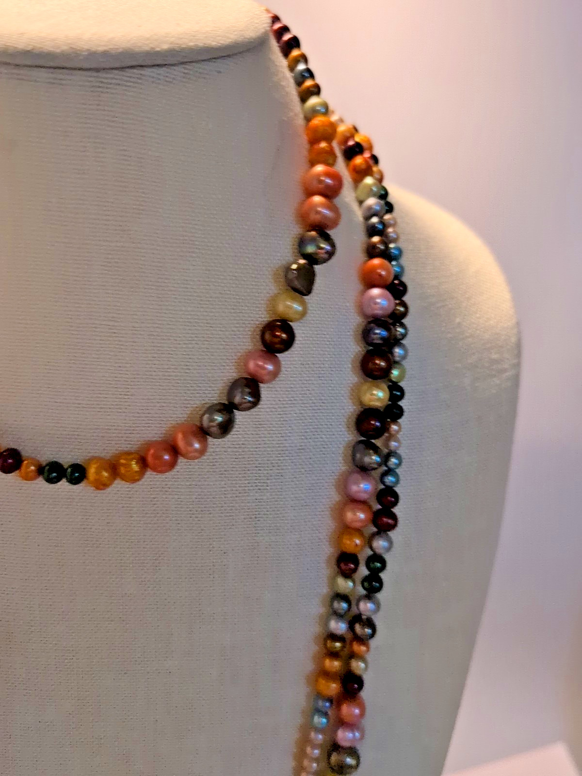 Multi Colored Bead Pearl Long Continuous Necklace… - image 5