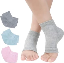 Vented Moisturizing Gel Heel Socks, 3 3 Pair (Pack of 1), Gray, Green, Pink 