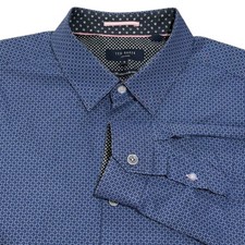Ted Baker London Mens Navy Geometric Italian Fabric Button Dwn Shirt 6 US  XL 