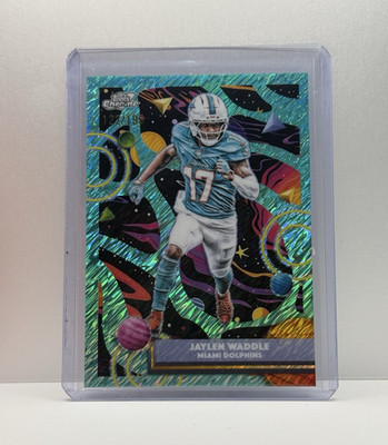 Topps 2025 Chrome Cosmic Jaylen Waddle #61 Serial Numbered /99 Dolphins Aqua Ray