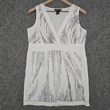 Karen Kane Dress Womens M White Sequin Stripe Sleeveless V Neck Mini Tunic