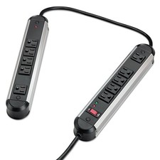 Fellowes 10-Outlet Metal Split Surge Protector 6ft Cord 1250 Joules