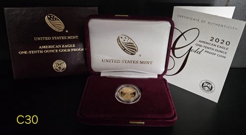2020 US Mint American Eagle One-Tenth Ounce Proof Gold Coin, West Point