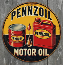 Pennzoil Motor Oil 8" Diameter Novelty Metal Sign Made In USA New!