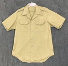VTG Vietnam 70s US Military Shirt Mens Medium Khaki Short Sleeve USA Army