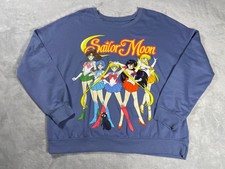 Sailor Moon Sweatshirt Women L Blue Crewneck Graphic Anime Manga Toei Animation