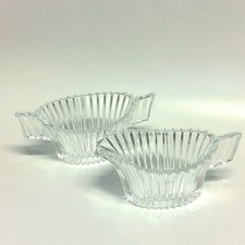 Heisey Ridgeleigh Clear Creamer & Sugar Bowl Set 1930s ART DECO Vtg Made in USA