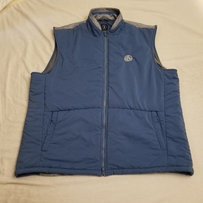 Johnnie O Vest Mens 2XL Blue Huck Mixed Media Full Zip Jacket Golf Performance